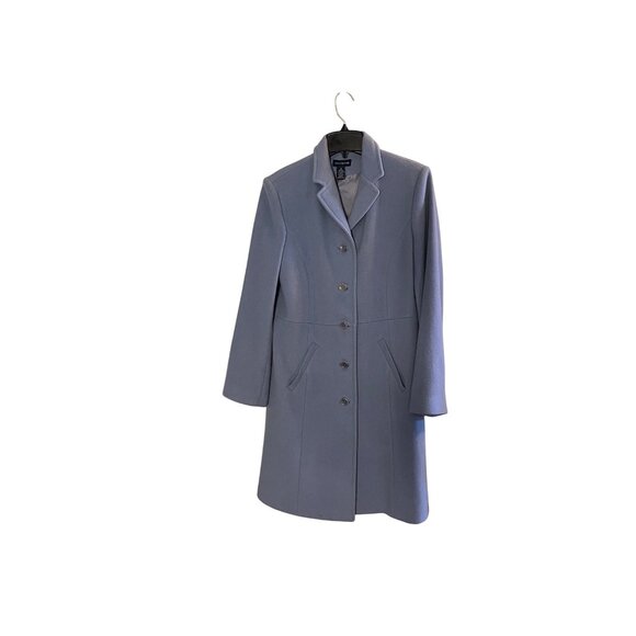 Ann Taylor Womens Light Blue Wool Blend Button-Up Coat Pockets 10 Mid-Length - Picture 1 of 13